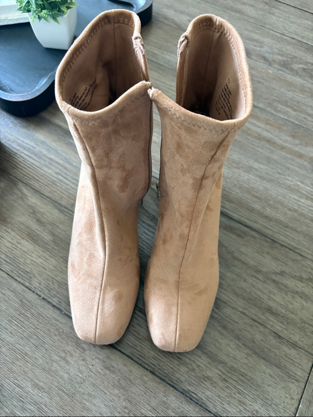 Target Tan Suede Ankle Booties with Block Heel